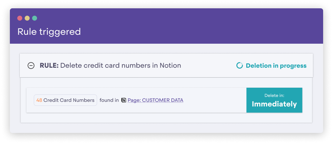 Rule triggered in Notion