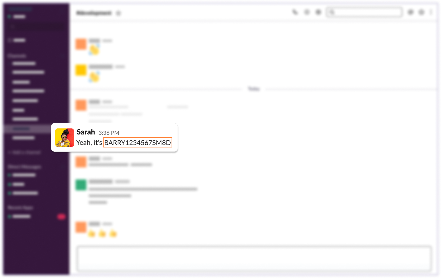 Screenshot showing drivers license has been detected in Slack