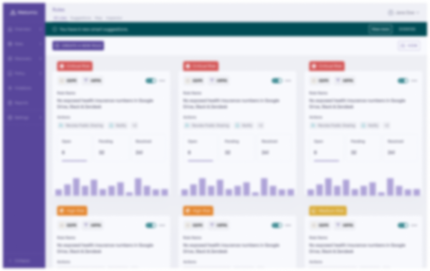 Critical compliance risk in Metomic dashboard
